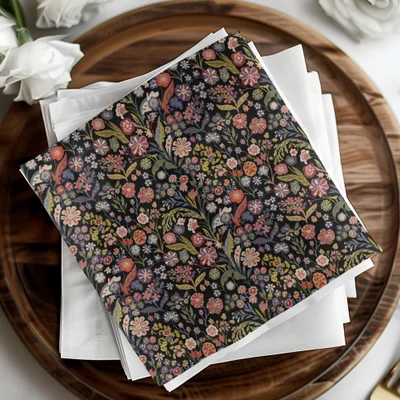Black Multicolor Flowers Leaves Digital Pattern Seamless - Moore and Mountain