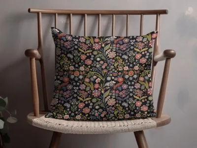 Black Multicolor Flowers Leaves Digital Pattern Seamless - Moore and Mountain