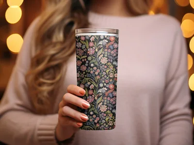 Black Multicolor Flowers Leaves Digital Pattern Seamless - Moore and Mountain