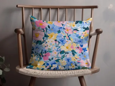 Blue Acrylic Floral Seamless Pastel Floral Garden Digital Pattern | Painterly Design for Printables & Crafts - Moore and Mountain