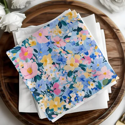Blue Acrylic Floral Seamless Pastel Floral Garden Digital Pattern | Painterly Design for Printables & Crafts - Moore and Mountain