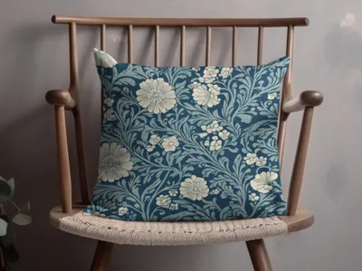 Blue and White Seamless William Morris Vines Background Blue and Cream Digital - Moore and Mountain