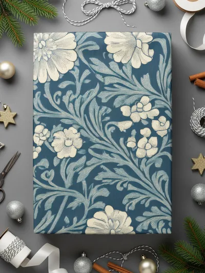 Blue and White Seamless William Morris Vines Background Blue and Cream Digital - Moore and Mountain