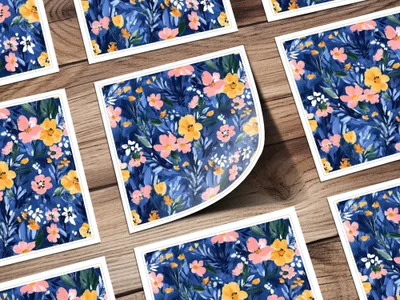 Blue Botanical Bliss Colorful Floral Art Print Digital - Moore and Mountain