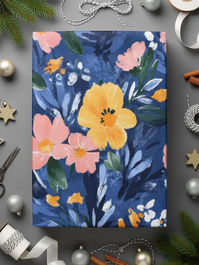 Blue Botanical Bliss Colorful Floral Art Print Digital - Moore and Mountain