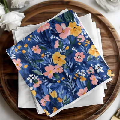 Blue Botanical Bliss Colorful Floral Art Print Digital - Moore and Mountain