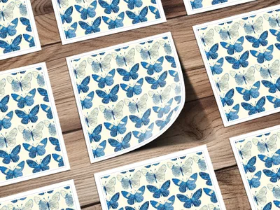 Blue Butterfly Pattern, Digital Paper, Seamless Background, Scrapbook Paper, Watercolor Butterfly Art, Commercial Use - Moore and Mountain
