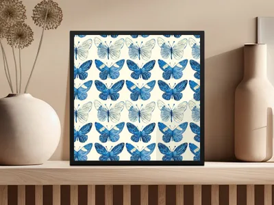 Blue Butterfly Pattern, Digital Paper, Seamless Background, Scrapbook Paper, Watercolor Butterfly Art, Commercial Use - Moore and Mountain