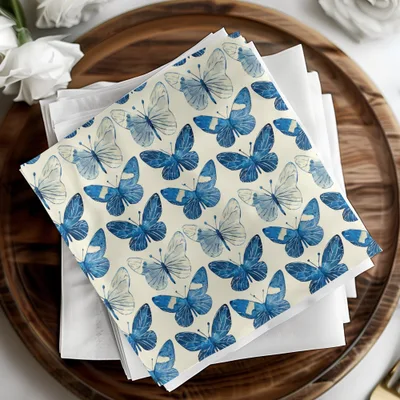 Blue Butterfly Pattern, Digital Paper, Seamless Background, Scrapbook Paper, Watercolor Butterfly Art, Commercial Use - Moore and Mountain