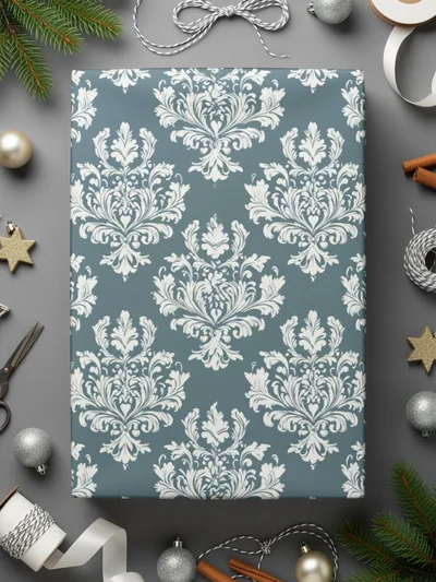 Blue Damask Floral Pattern Texture Background | Digital Design for Crafting & Scrapbooking - Moore and Mountain