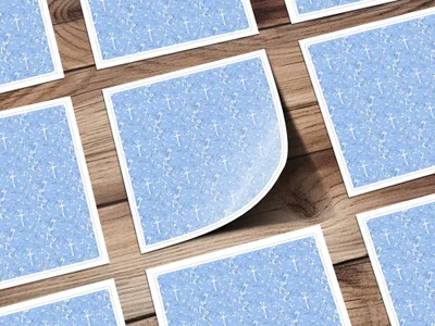 Blue Floral Cross Pattern, Seamless Design, Digital Download, Repeating Pattern, Religious Print, Flower Pattern, Christian Graphic - Moore and Mountain