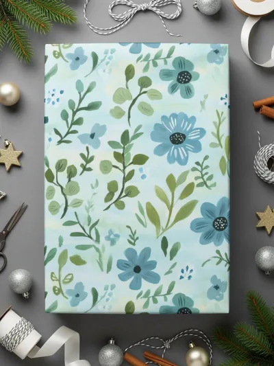 Blue Floral Cross Seamless Pattern, Digital Paper Pack, Watercolor Flower Design, Religious Fabric Print, Commercial Use, 12x12 JPEG - Moore and Mountain