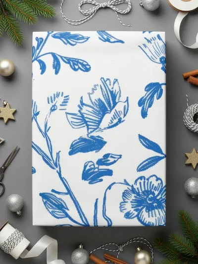 Blue Floral Digital Paper, Seamless Flower Pattern, Chintz Style Fabric Design, Printable Background for Crafts, Scrapbooking Digital - Moore and Mountain