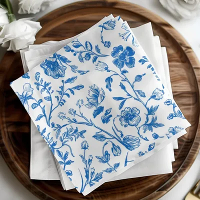 Blue Floral Digital Paper, Seamless Flower Pattern, Chintz Style Fabric Design, Printable Background for Crafts, Scrapbooking Digital - Moore and Mountain