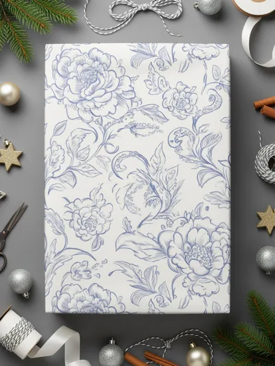 Blue Floral Digital Paper, Seamless Flower Pattern, Elegant Botanical Design, Scrapbook Paper, Printable Fabric Design, Repeat Pattern - Moore and Mountain