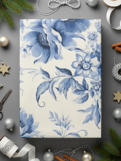 Blue Floral Digital Paper, Seamless Flower Pattern, Elegant Floral Design, Printable Fabric Pattern, Scrapbook Paper, 12x12 JPEG Digital - Moore and Mountain