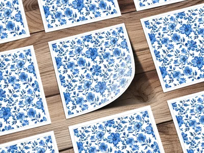 Blue Floral Digital Paper, Seamless Pattern, Flower Digital Background, Printable Fabric Pattern, Scrapbook Paper, Digital Download - Moore and Mountain
