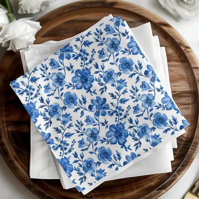 Blue Floral Digital Paper, Seamless Pattern, Flower Digital Background, Printable Fabric Pattern, Scrapbook Paper, Digital Download - Moore and Mountain