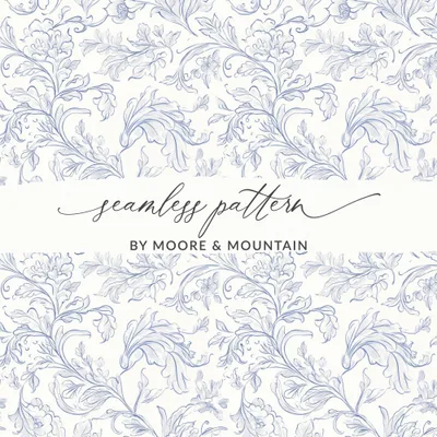 Blue Floral Digital Paper, Seamless Pattern, Printable Paper, Elegant Design, Scrapbooking Paper, Fabric Design, Digital Download