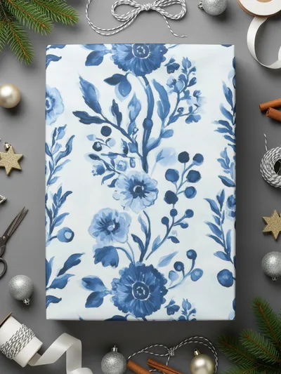 Blue Floral Digital Paper, Seamless Pattern, Watercolor Flowers, Scrapbook Paper, Fabric Design, Background, Printable Art, Digital Download - Moore and Mountain