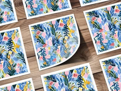 Blue Floral Seamless Pattern, Digital Paper Pack, Watercolor Flower Background, Fabric Design, Scrapbooking, Printable Art, JPEG Digital - Moore and Mountain