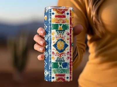 Colorful Geometric Pattern Travel Tumbler