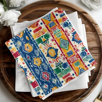 Vibrant Multicolor Tribal Geometric Patterned Napkins