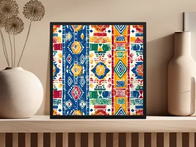 Vibrant Geometric Patterned Framed Art Print