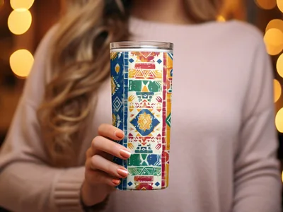 Colorful Geometric Patterned Tumbler for Hot and Cold Drinks