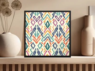 Geometric Multicolor Tribal Pattern Wall Art Decor