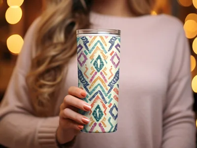 Vibrant Geometric Pattern Insulated Drink Tumbler