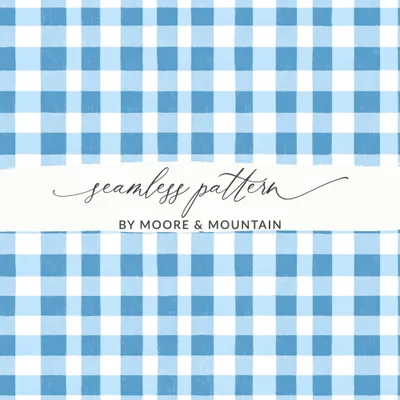 Blue Gingham Digital Paper, Seamless Checkered Pattern, Rustic Background, Scrapbooking Paper, Fabric Design, Cottagecore, Digital Product