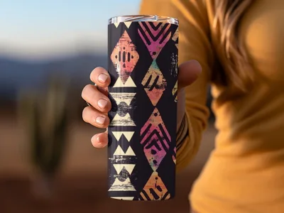 Vibrant Geometric Pattern Insulated Tumbler Product