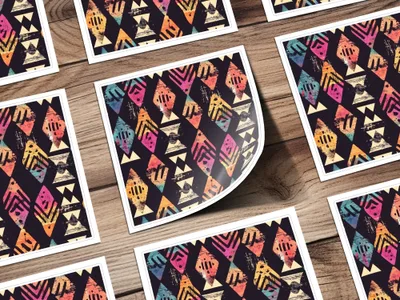 Bright Geometric Pattern Stickers for Craft Projects