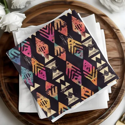 Geometric Abstract Retro Pattern Napkin Design