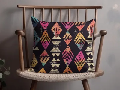 Multicolor Geometric Diamond Pattern Cushion Pillow