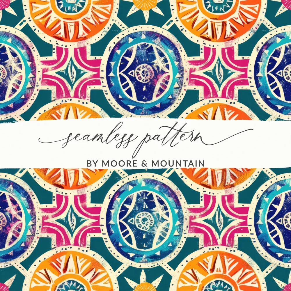 Vibrant Geometric Mandala Seamless Pattern Design