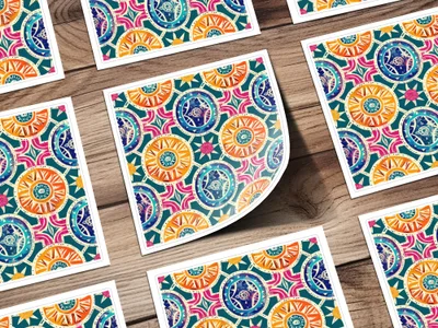 Vibrant Multicolored Geometric Patterned Art Print