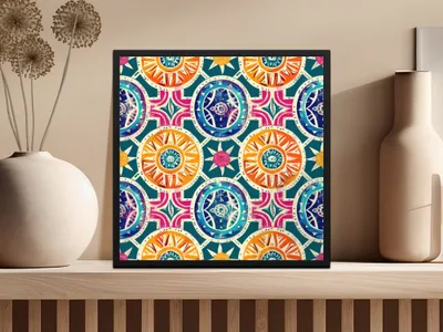Colorful Geometric Patterns Art Print for Home Decor