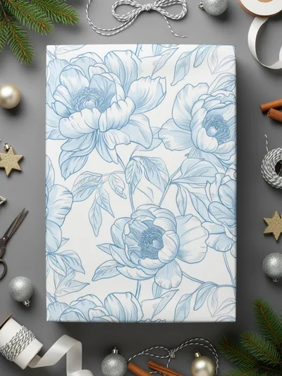 Blue Peony Digital Paper, Floral Seamless Pattern, Repeating Flower Backgrounds, Scrapbook Paper, Fabric Design, Printable Patterns Digital - Moore and Mountain