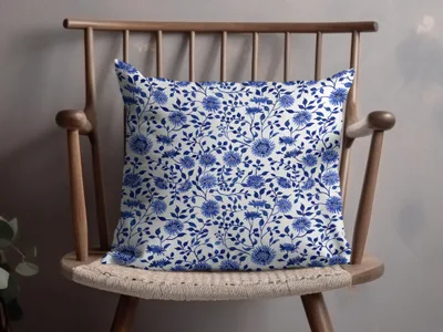 Blue Floral Pattern Decorative Throw Pillow Product