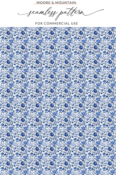 Beautiful Blue Floral Seamless Pattern for Commercial Use