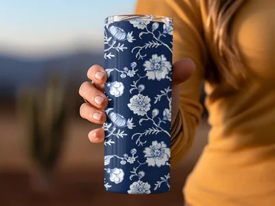 Floral Patterned Stainless Steel Insulated Tumbler