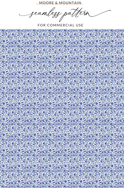 Blue Seamless Floral Pattern For Commercial Use Product