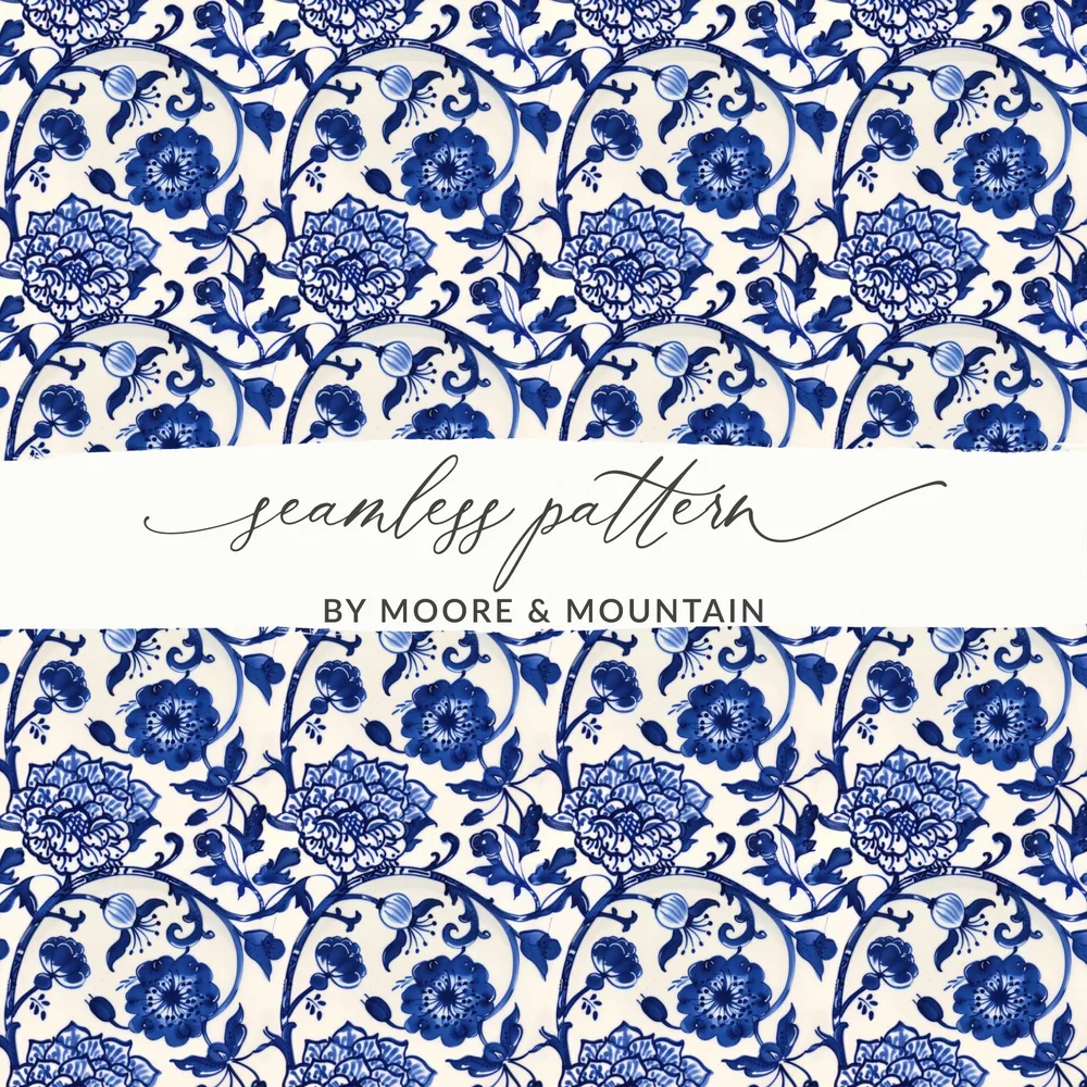 Elegant Blue Floral Seamless Pattern for Designers