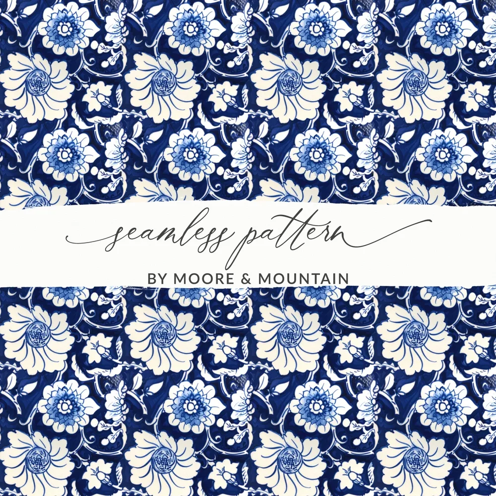 Blue and White Floral Seamless Pattern Design Wrap