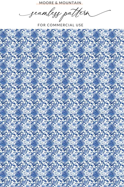 Seamless Blue Floral Pattern for Commercial Use Product