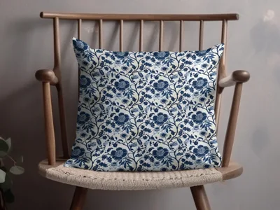 Elegant Blue Floral Pattern Throw Pillow for Home Decor