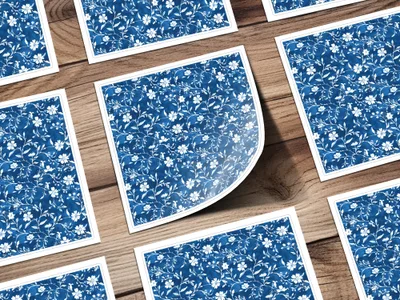 Blue Floral Pattern Design for Crafting Decor Sheets