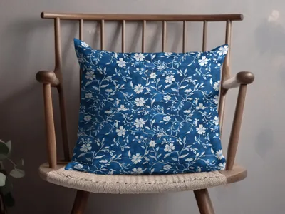 Blue Floral Pattern Throw Pillow Home Decor Accessory